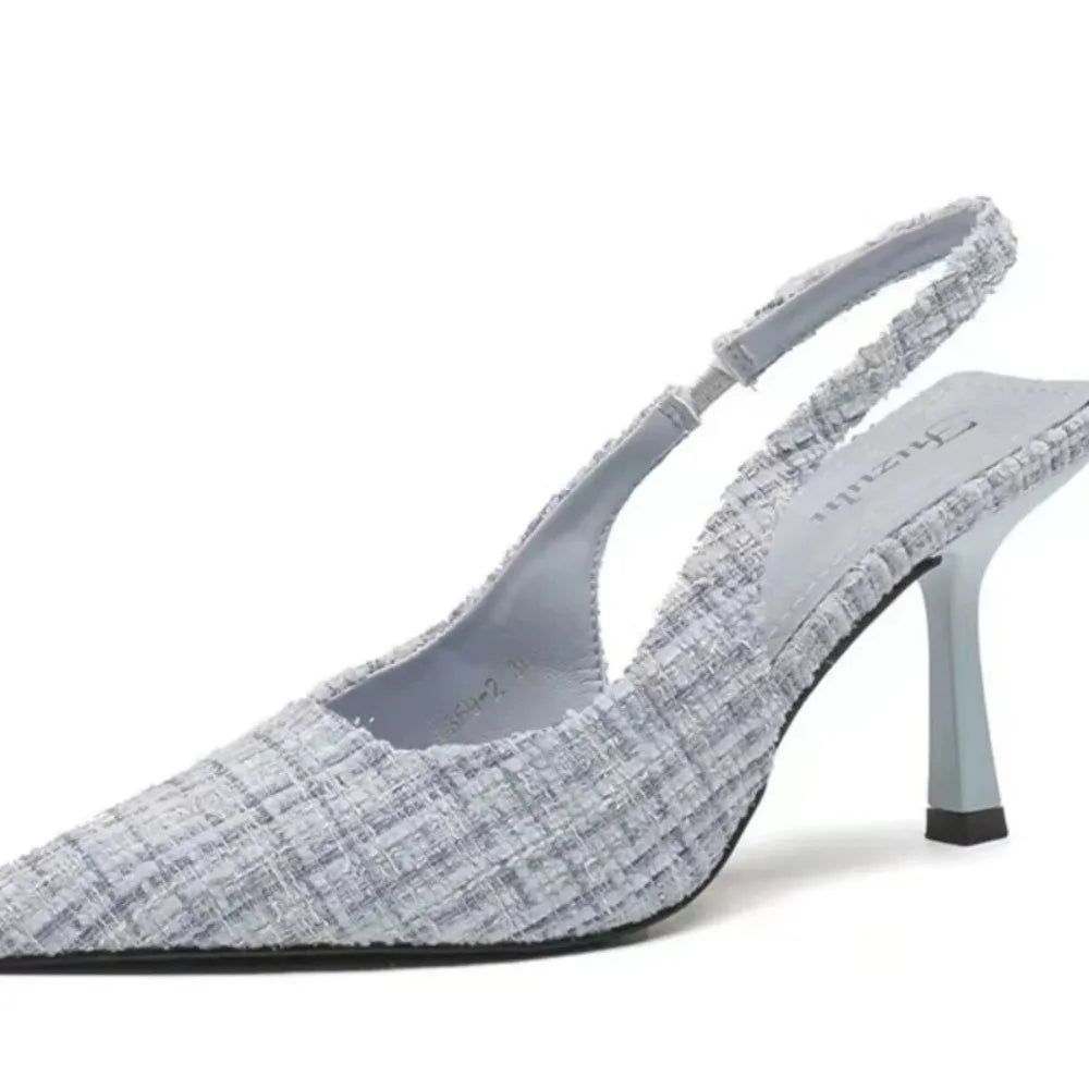 Brand Designer Slingbacks High Heels Pumps Women Pointed Blue Pointed Toe Party Shoes Summer Thin Heeled Sandals High Heel Shoes Zpaxo