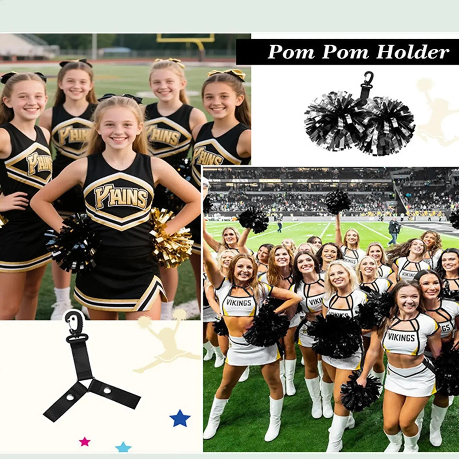 Pom Holder Cheer Bag Click Fastener Organizer Hanger Clip Dance