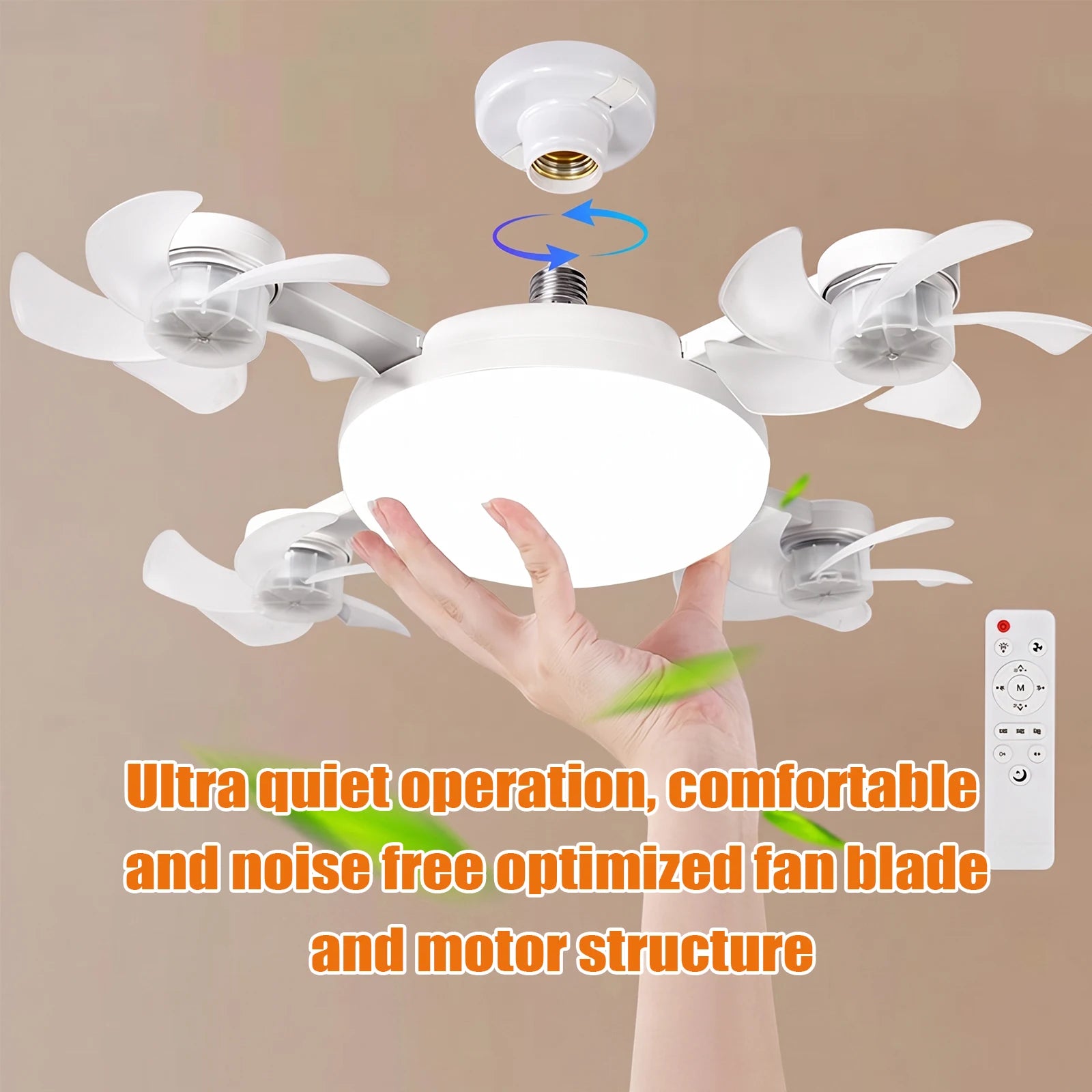 Drone Design Silent Ceiling Fan Light E27 Base Remote Controlled