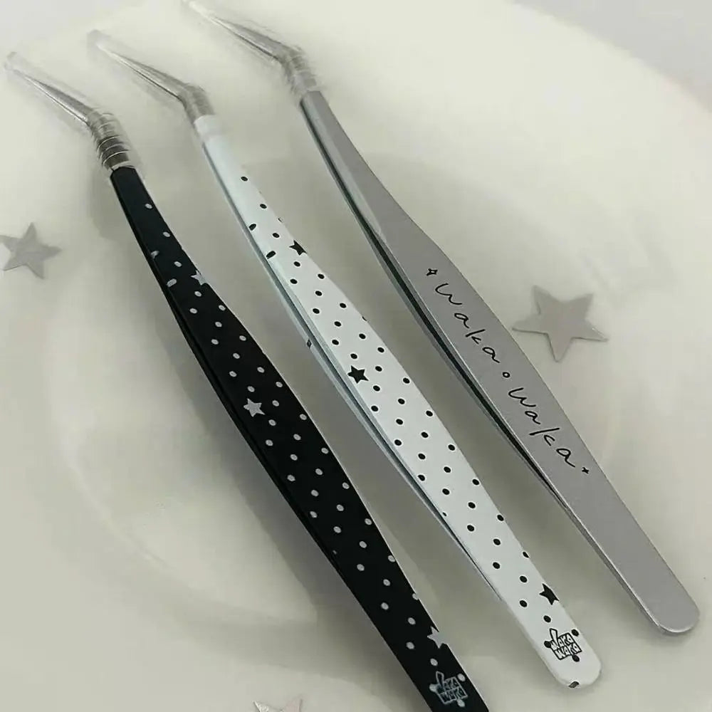 Stainless Steel Curved Stickers Tweezers Precision Cartoon False Zpaxo