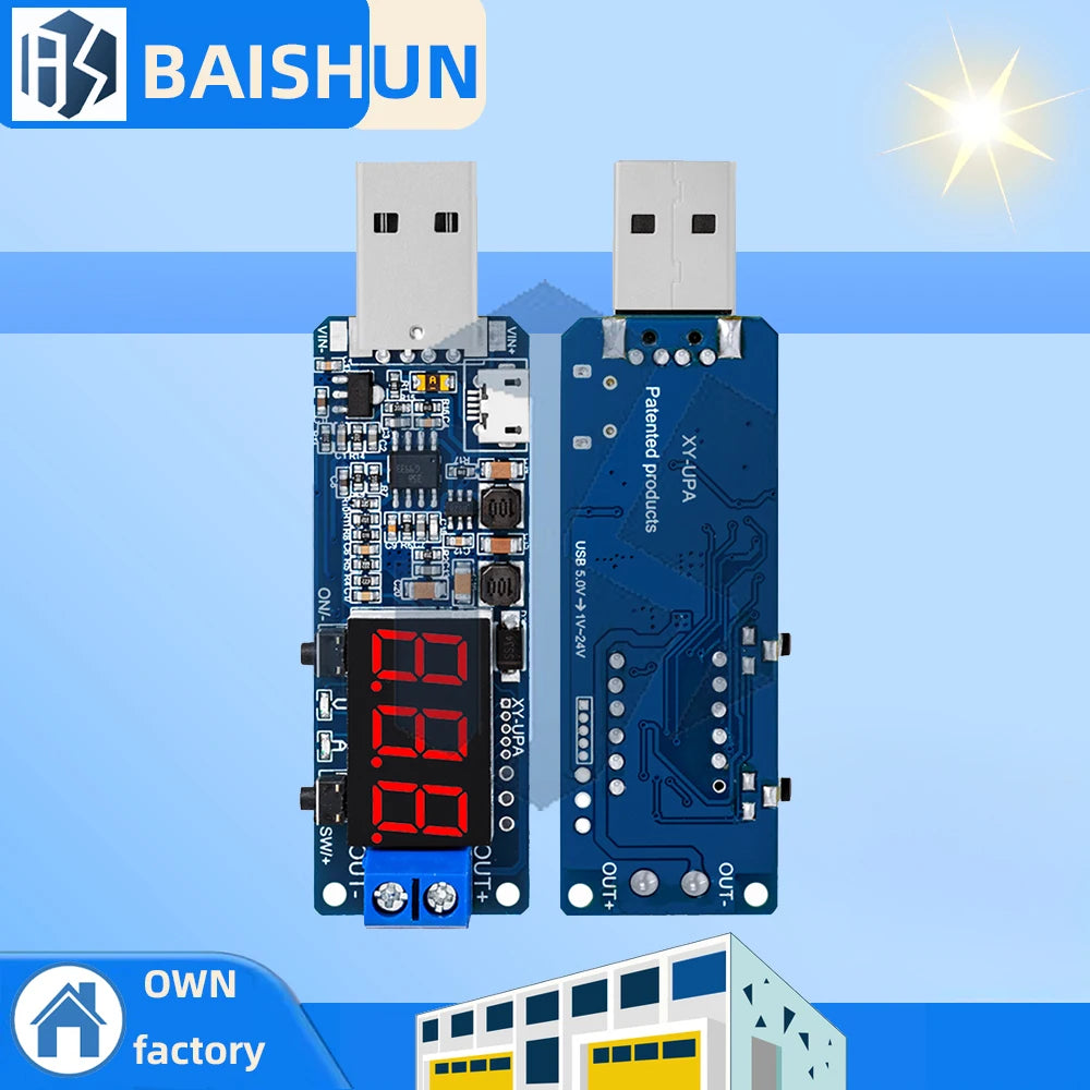 ‌XY-UPA Digital USB Power Supply Module – Programmable Multi-Output Voltage Regulator (5V→3.3V/9V/12V/24V) with OLED Display Zpaxo