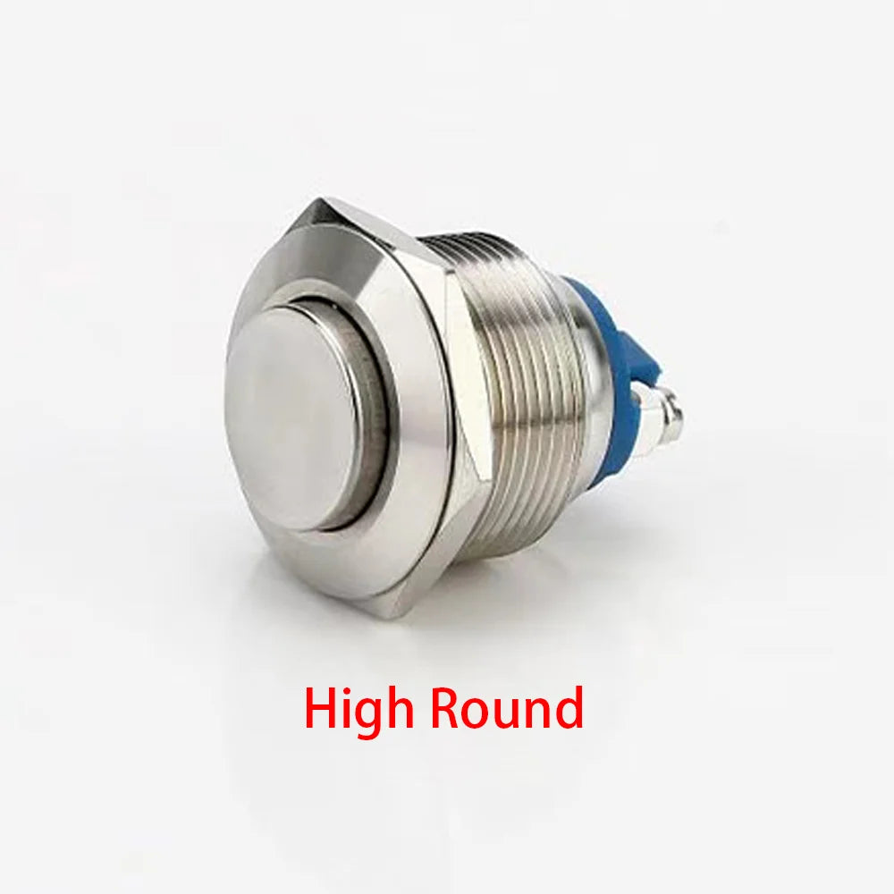 Momentary Push Button Start Stop Power Switch Metal Without Fixation Backlit Connected Electrical On Off High Flat Ball Round Zpaxo High Round 22mm Fixed self-Locking