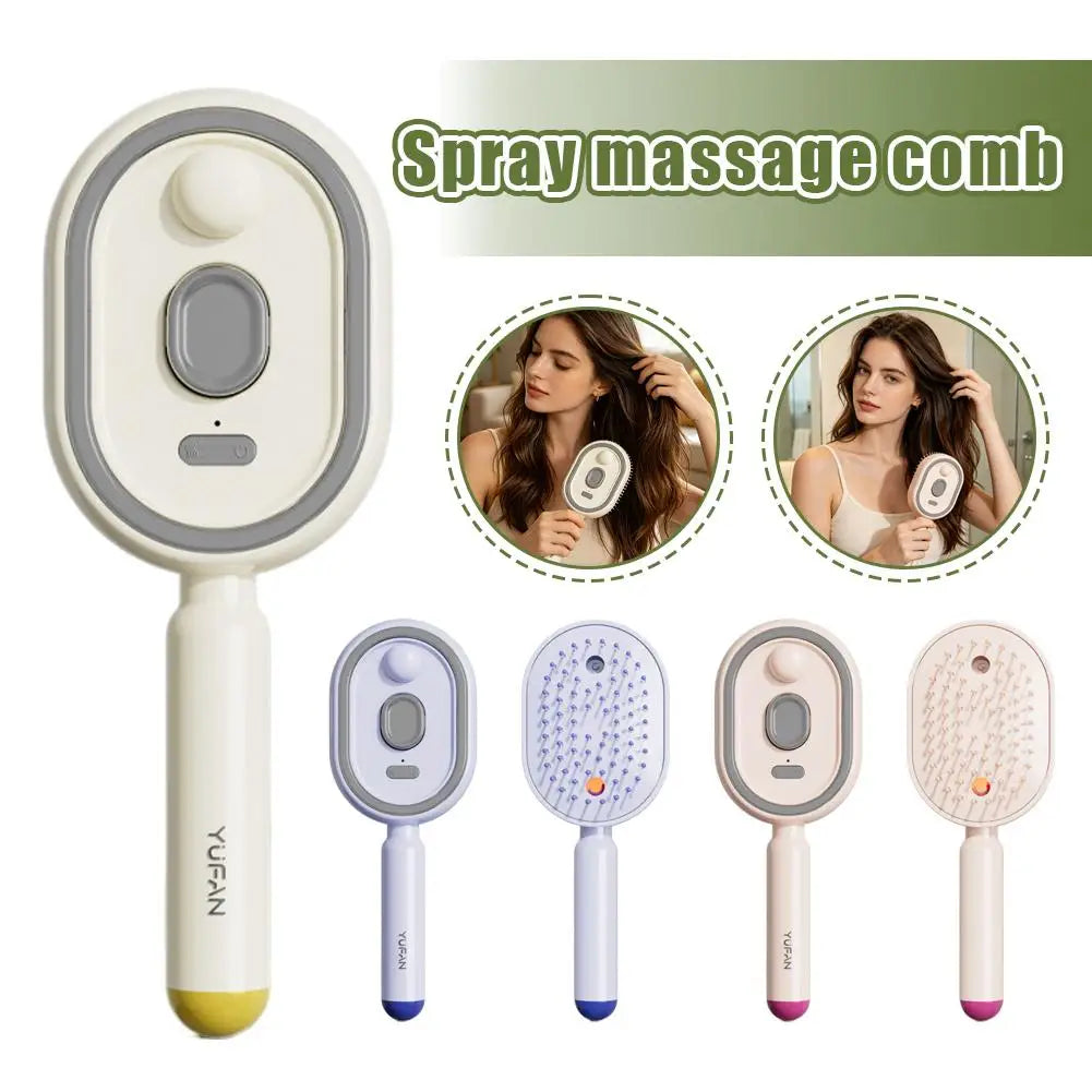 3 in 1 Self Essence Spray Massage Hair Comb Oil Brush Self-cleaning Hairbrush Scalp Therapy Anti Static Detangling Hair Care Zpaxo