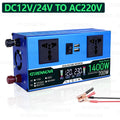 Grennova 1400W Dual Voltage Inverter 12V/24V/48V/60V/72V to 110V/220V AC Converter w/ LCD Display for Car RV Battery Home Backup Zpaxo 12V24V to AC 220V