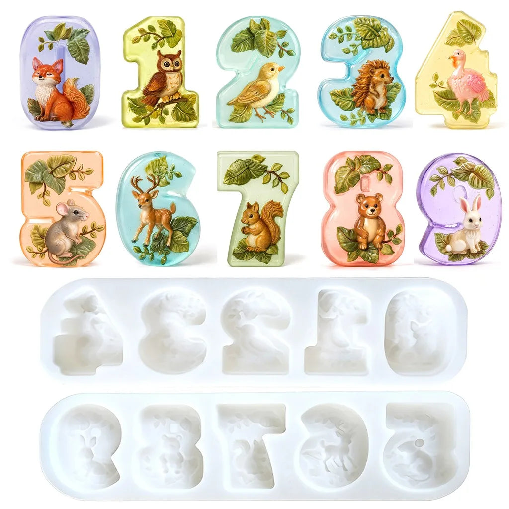 Number 0–9 Forest Animal Silicone Mold – Candle Soap Resin DIY