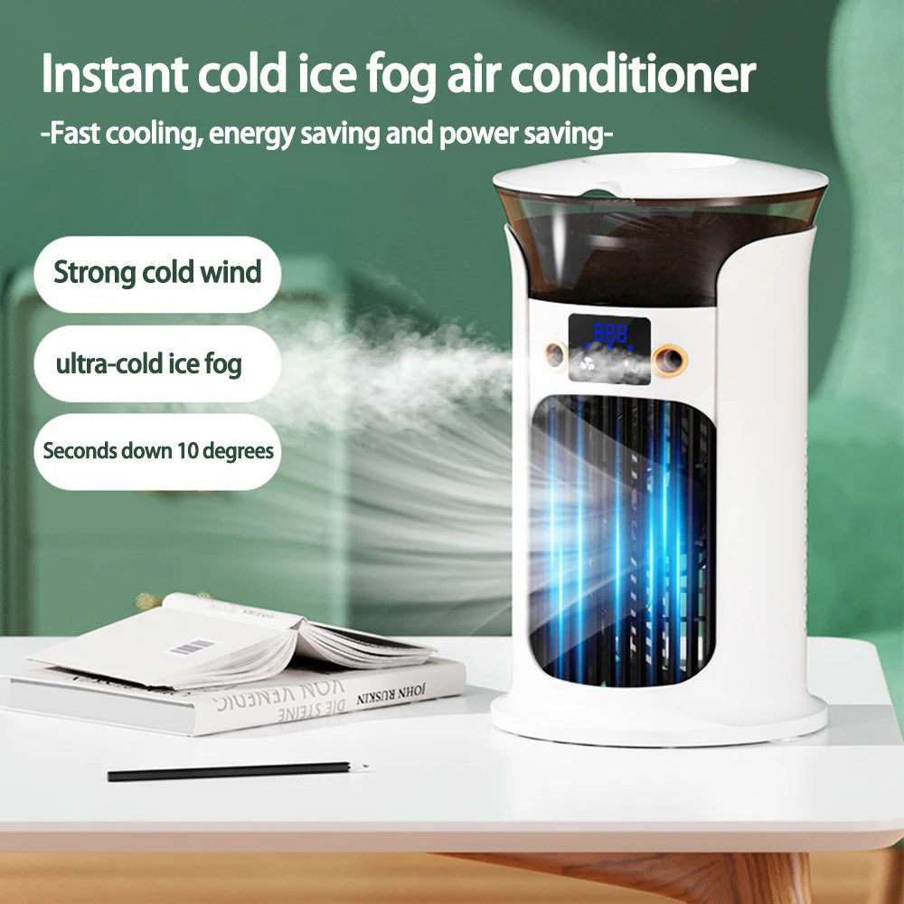 USB Mini Air Cooler Fan – Mist Humidifier & 7-Color Night Lamp Portable Air Cooler Fan Zpaxo