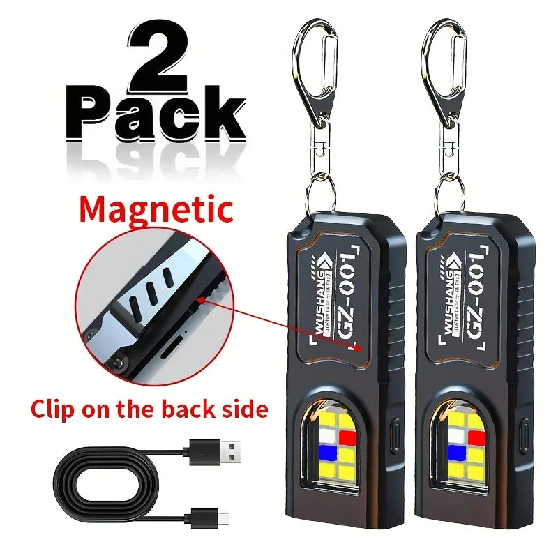 Mini COB LED Keychain Flashlight – USB-C Rechargeable, 5 Modes LED Keychain Flashlight Zpaxo