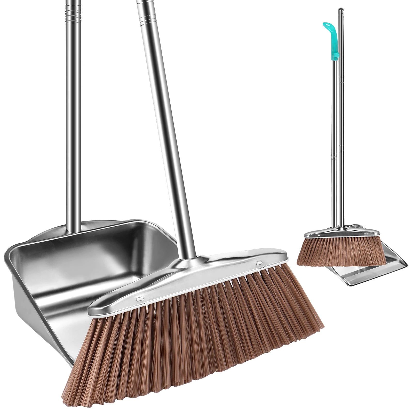 Broom Dustpan Set Stainless Steel Magic Brushs Combination Household Combo Cleaning Tool Dust Pan Long Handle Sweeping Zpaxo Square dustpan broom