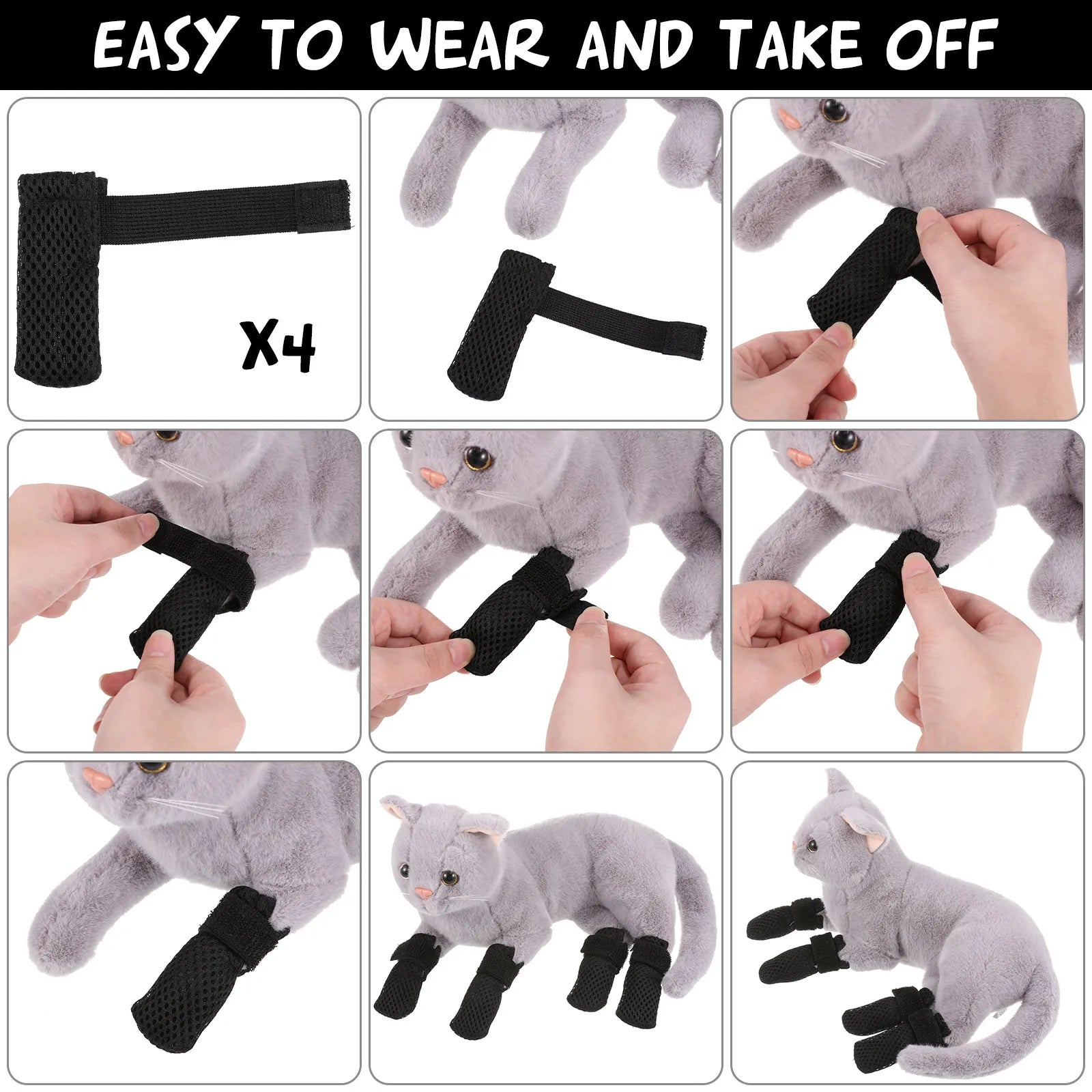 Cat Shoes Protective Adjustable Paw Covers Anti-scratch Claw Caps