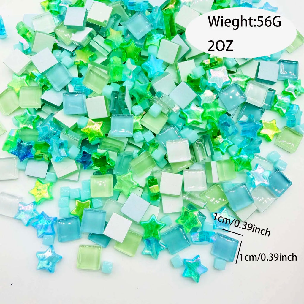 56G Glass Mosaic Tiles Colorful Square Mosaic Craft Materials DIY Mosaic Stones artJewelry Making, Home Decoration Zpaxo A