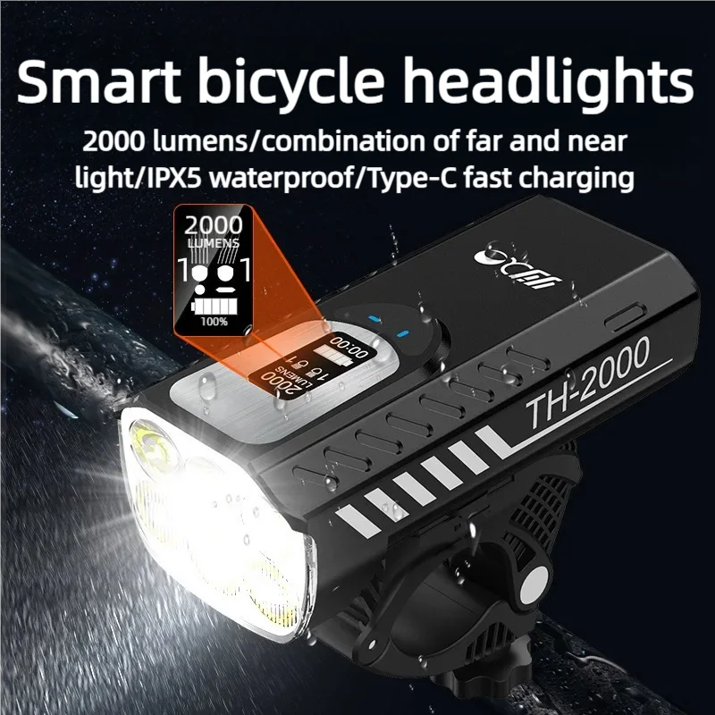 Bicycle Light Rainproof Bike Flashlight USB Rechargeable LED 2000 Lumens MTB Road Bike Front Lamp As Power Bank Bike Accessories Zpaxo