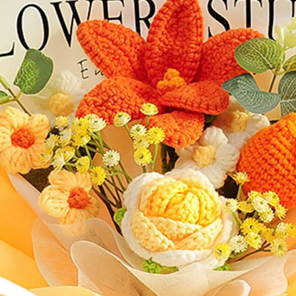Crochet Flower Bouquet Table Centerpiece Handmade Woven Bouquet for Graduation Gift Living Room Birthday Apartment Hotel Zpaxo