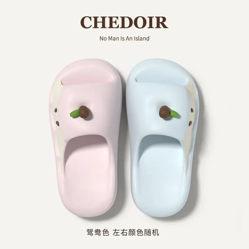 SHAJI Cute Cartoon Apple Womens Slippers Summer Fruit EVA Platform