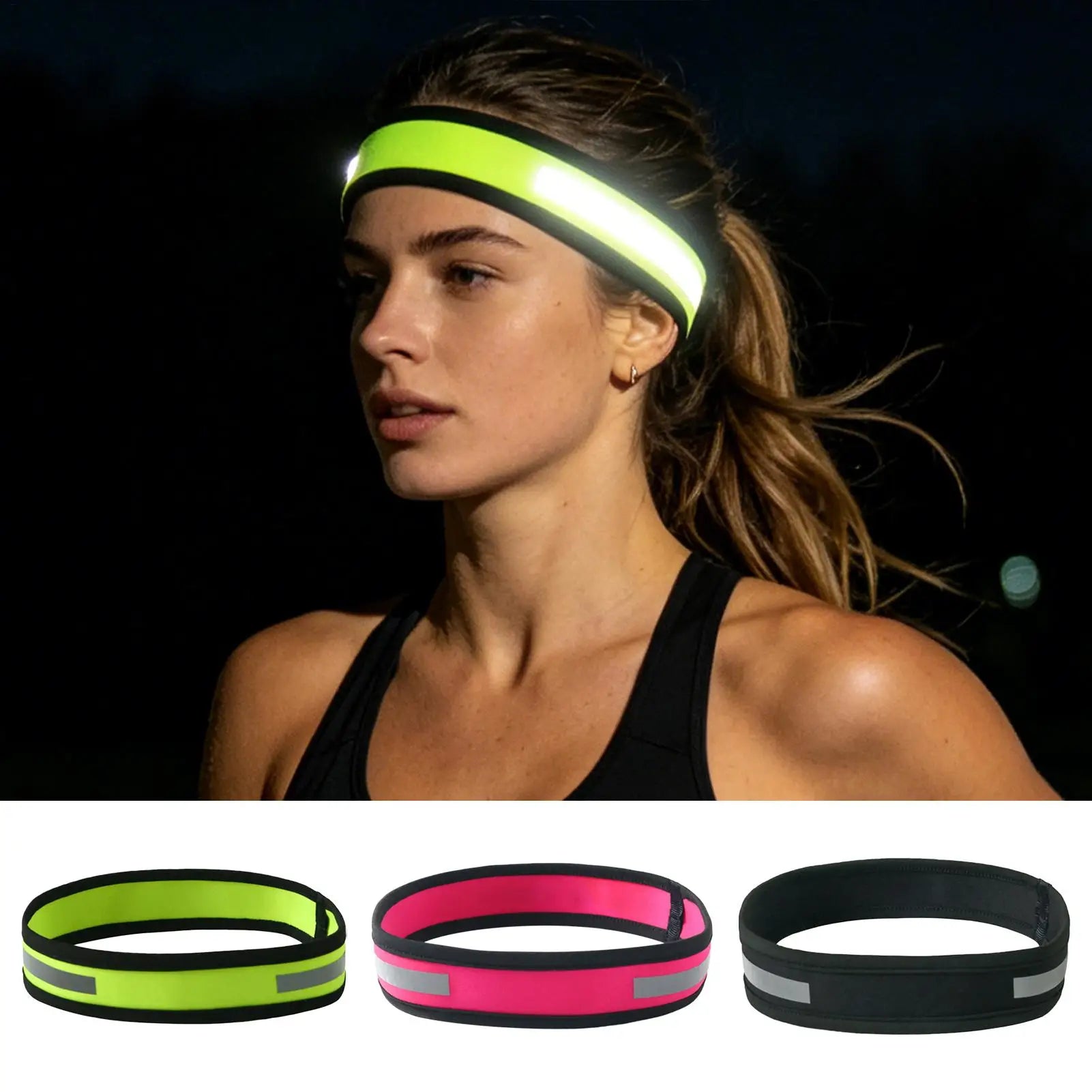 Reflective Sport Sweat Headband – Anti-Slip Elastic Sweatband Sport Sweatband Zpaxo