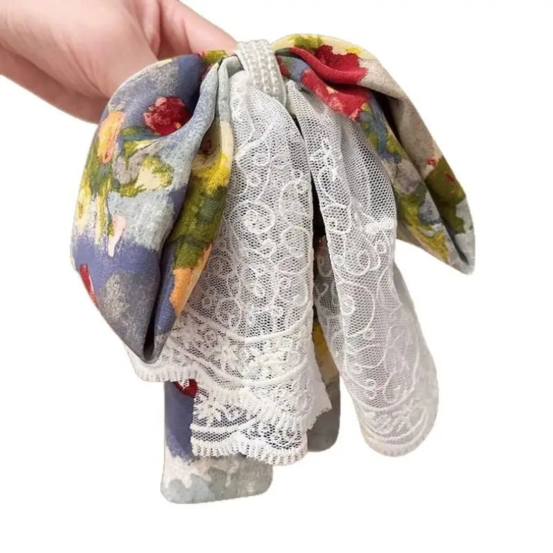 Women's Elegant Hair Claw Vintage Lace Bow Design Oil Painting Zpaxo onesize