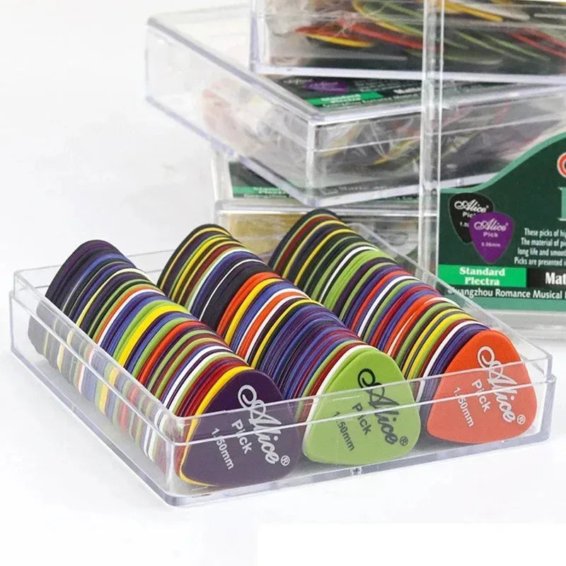 Guitar Picks Set 10/30/60pcs with Storage Box – 6 Thickness ABS