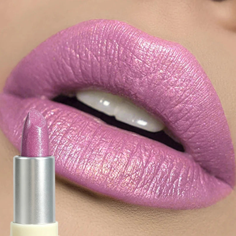 Bold Shimmery Pink Lipstick, Waterproof & Non-Fading, High-Pigment Glitter Lip Color for All-Day Shine Zpaxo