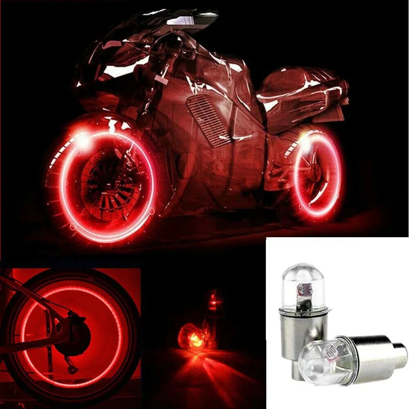 LED Tire Valve Cap Lights – Car, Bike & Motorcycle (2/4/8 Pk)