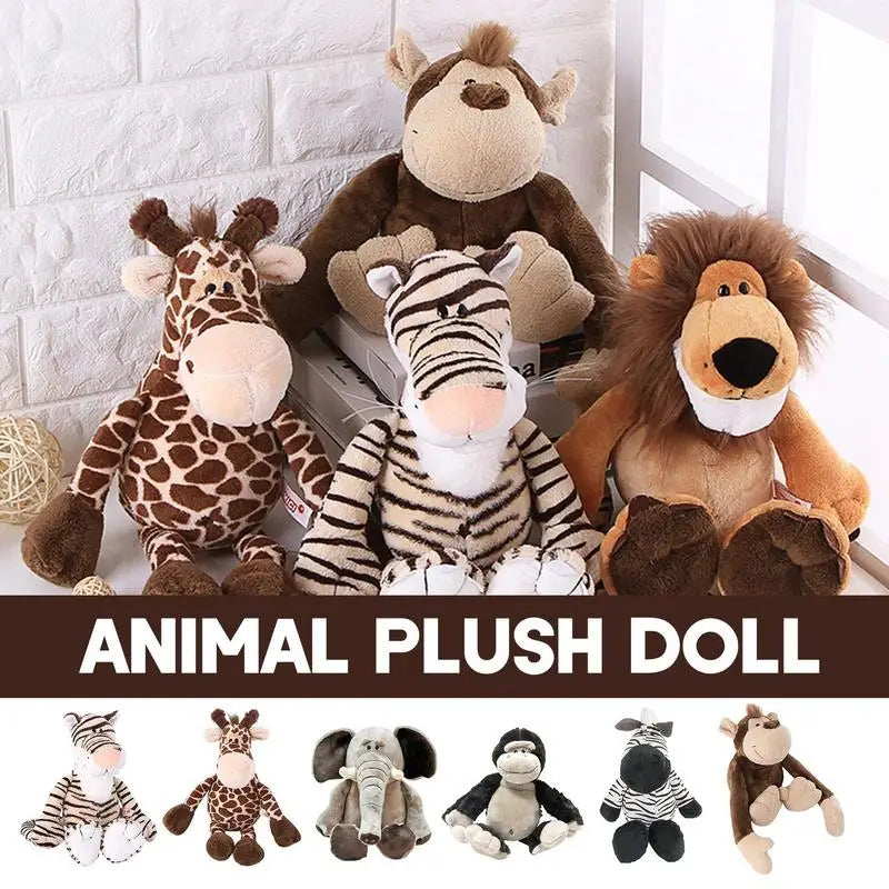 Jungle Animal Plush Toys Stuffed Lion Elephant Giraffe Soft Plush Dolls for Kids Cute Animal Plush Toys Children Birthday Gift Zpaxo