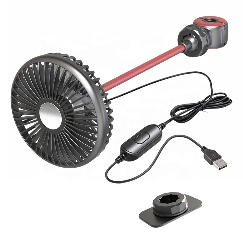 USB Car Fan 360° Swivel 3-Speed Air Circulator – All Vehicles