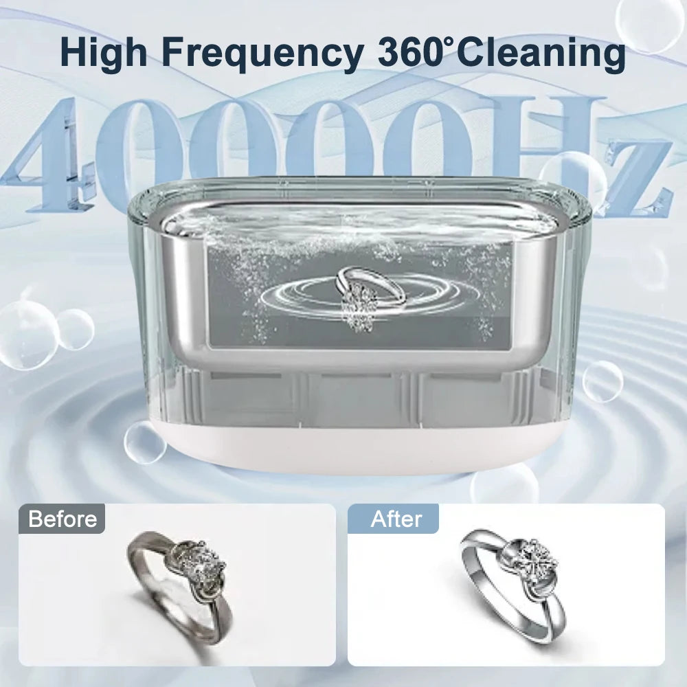 600ML Ultrasonic Cleaner Jewelry Parts Glasses Denture False Teeth Watch Washing Machine Portable Zpaxo