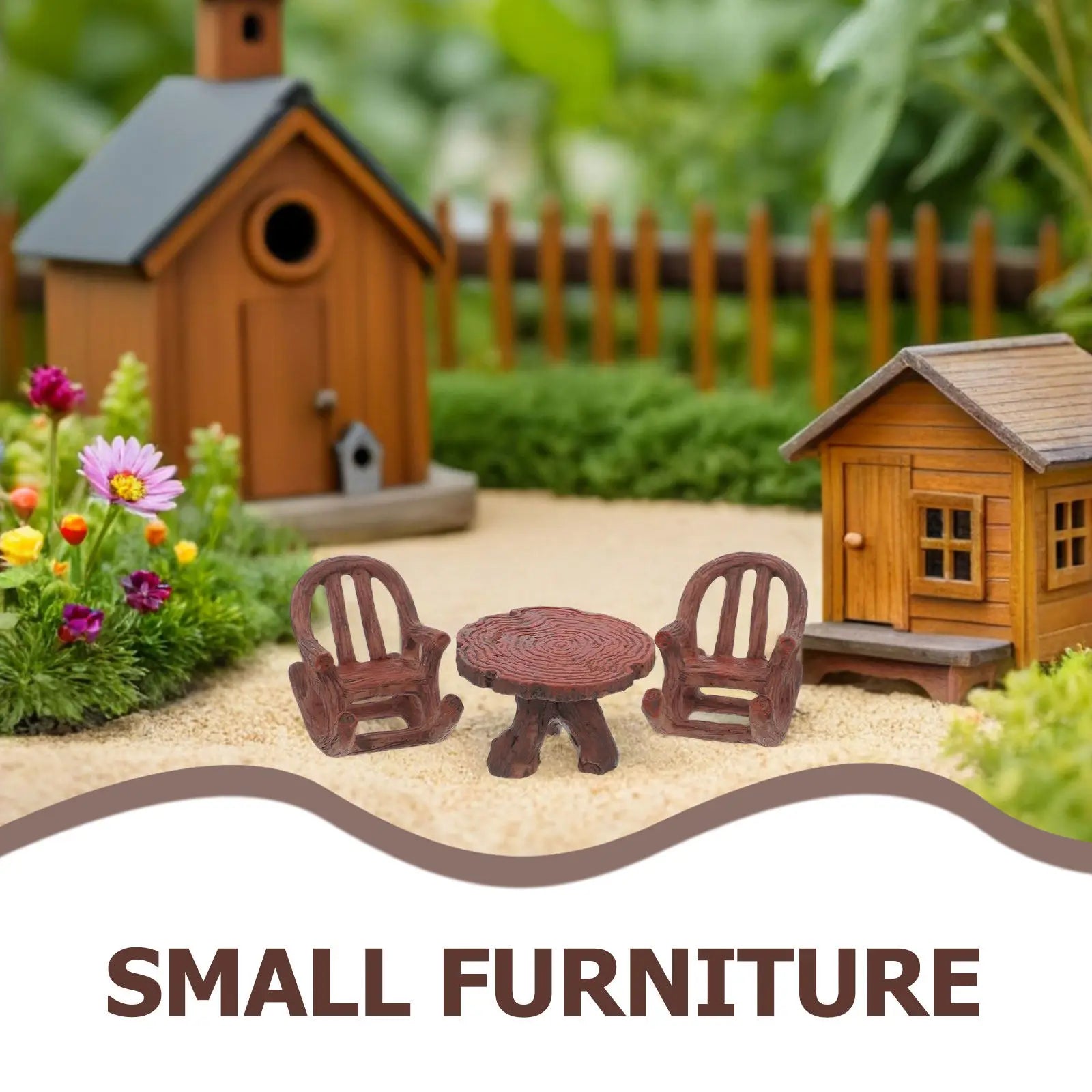 Miniature Garden Furniture Resin Rocking Chair Table Fairy Succulent