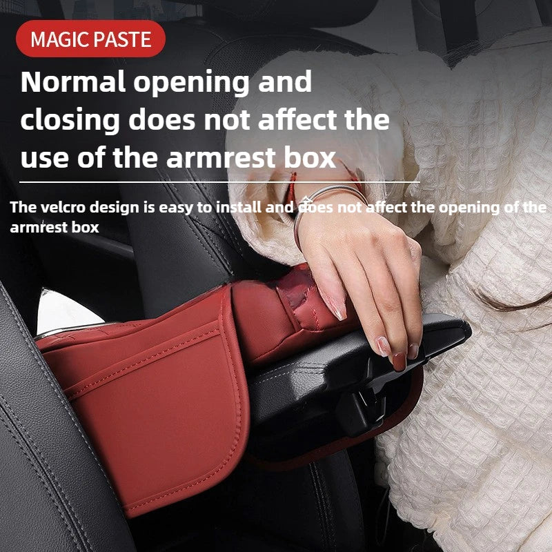3 in 1 Car Armrest Box Cushion Universal Storage Bag Car Tissue Box Central Elbow Height Pad Multifunctional Tissue Boxes Zpaxo