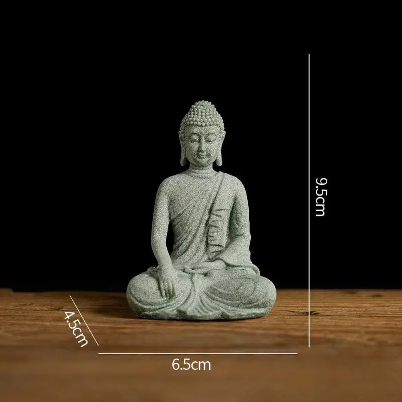 1Pcs Mini Buddhism Figurine Desk Decor Home Zen Statue Green Sandstone Thailand Ornament Buddha Garden Statue Fish Tank Decor Zpaxo A4