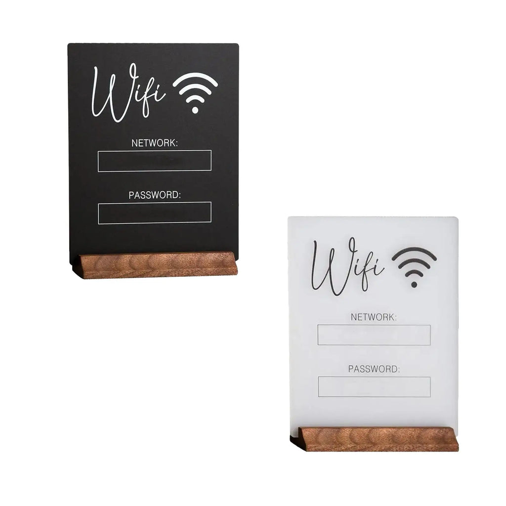 WiFi Password Sign Holder – Acrylic & Wood Desktop Stand Desktop Sign Holder Zpaxo