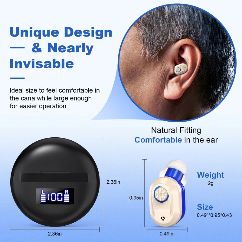 Rechargeable Hearing Amplifiers Earbuds Intelligent Noise Reduction