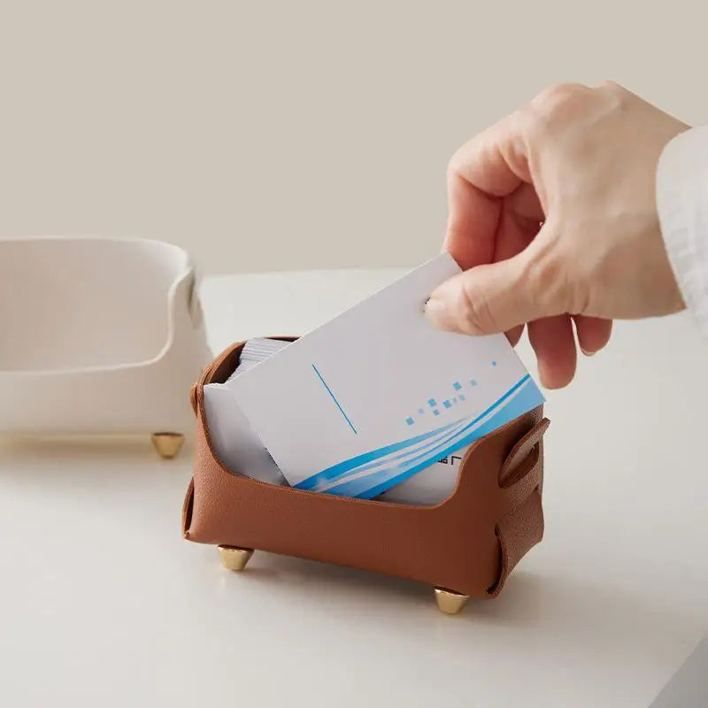 PU Leather Desktop Business Card Holder & Display Stand Business Card Holder Zpaxo