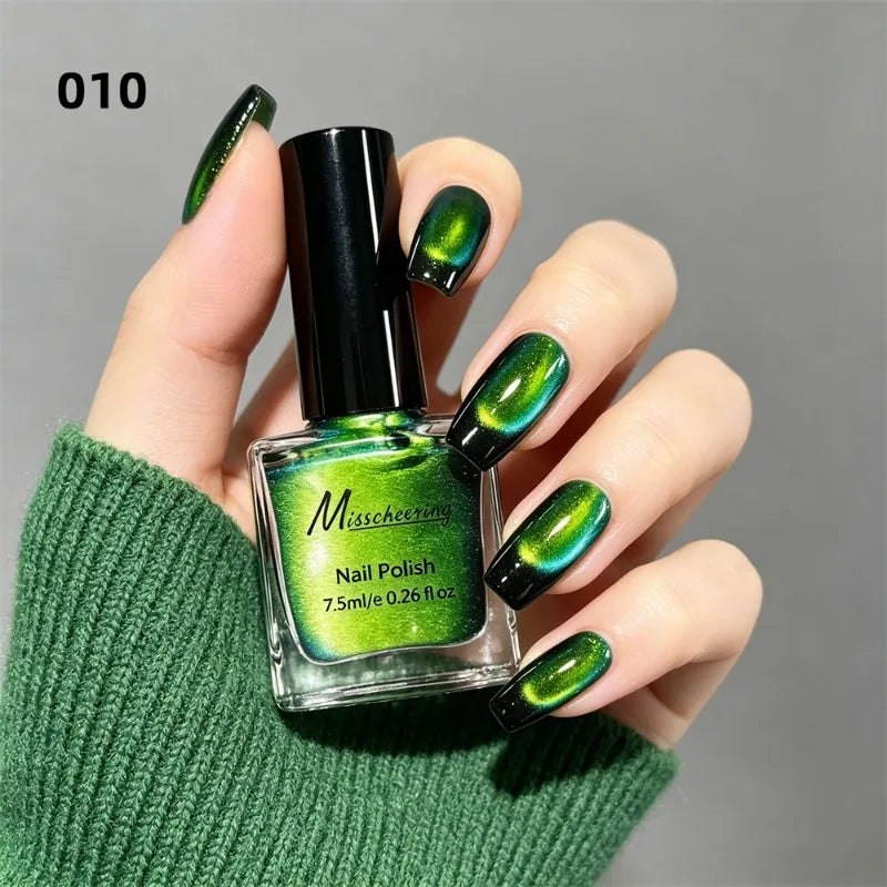 Iridescent Blue Cat Eye Nail Polish Magnetic Polarized Nail Gel No Lamp Baking Soak Off UV LED Manicure Design Nail Art Varnish Zpaxo 10
