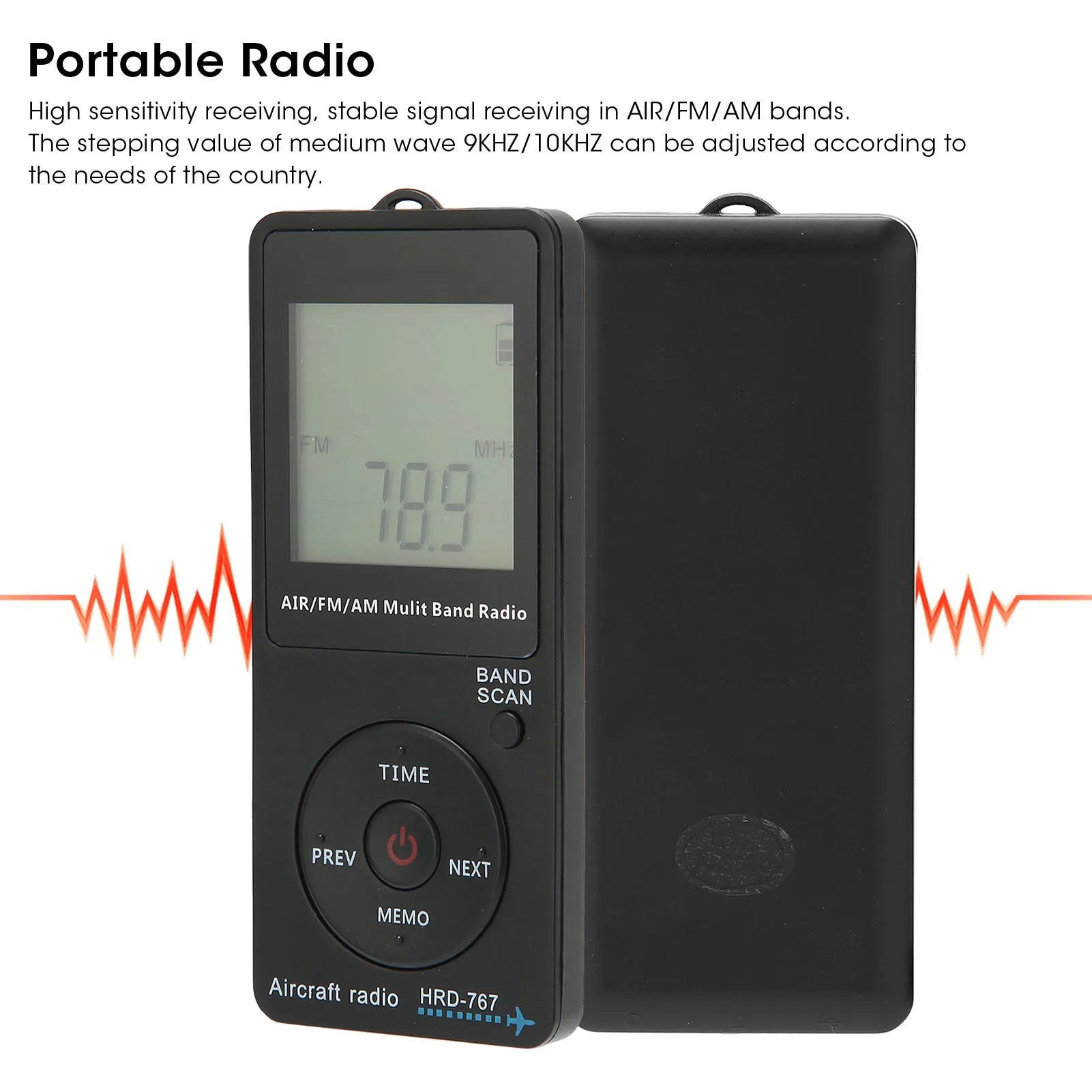 Aircraft Band Radio HRD 767 Portable Automatic Power Off FM AM AIR