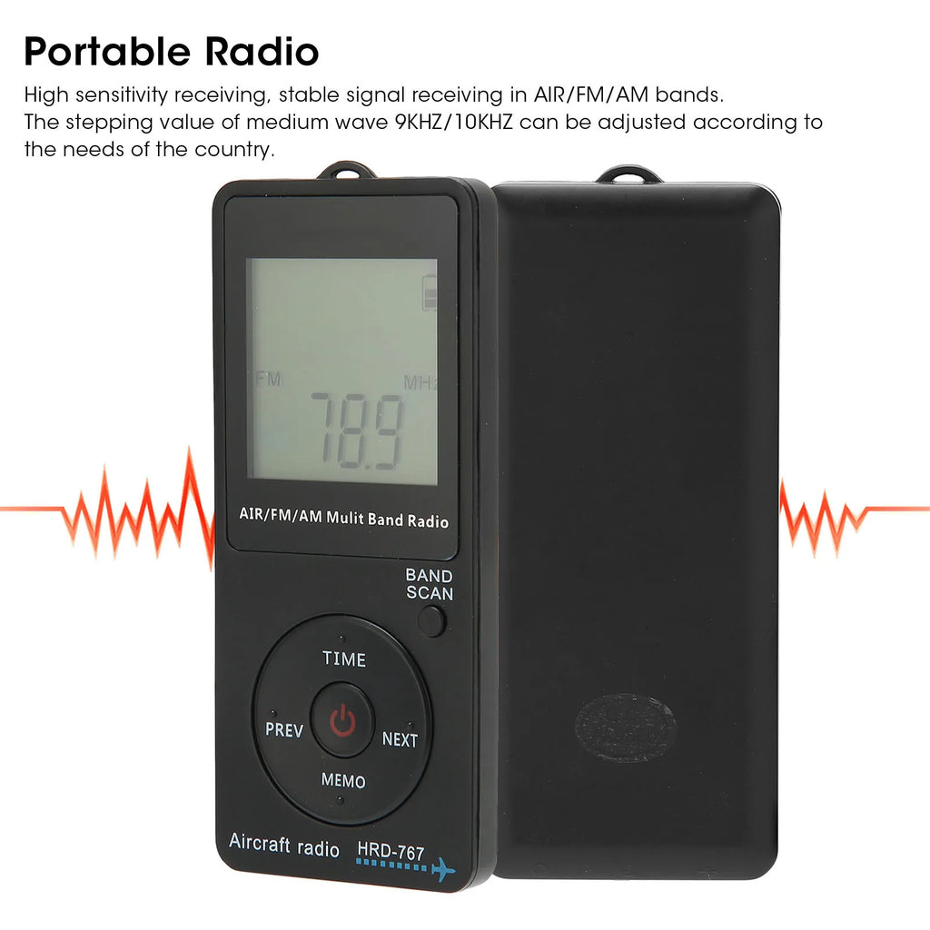 HRD 767 Portable Radio Aircraft Band Automatic Power Off FM AM AIR