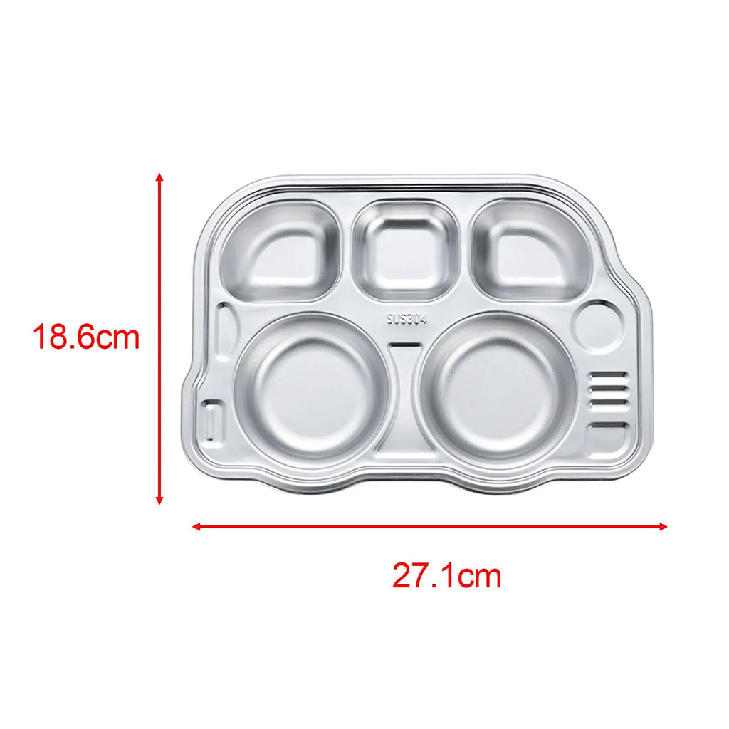 Kids Stainless Steel Divided Meal Tray | Unbreakable Compartment Plate Kids Divided Plate Zpaxo