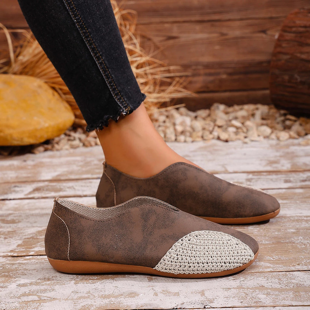 Spring Autumn Women Flats Retro Leisure Leather Shoes Women Casual Comfortable Loafers Breathable Round-headed Sneakers Women Zpaxo