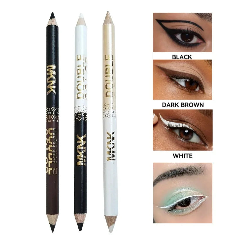 Dual-use Wooden Eyeliner Eyebrow Highgloss Pencil 1 Black White