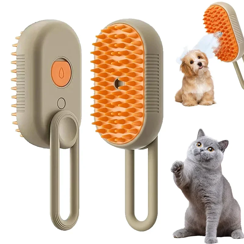 Cat Dog Pet Spray Massage Brush One Button Steam Spray Folding Rotatable Floating Hair Bath Hair Removal Brush Comb Zpaxo
