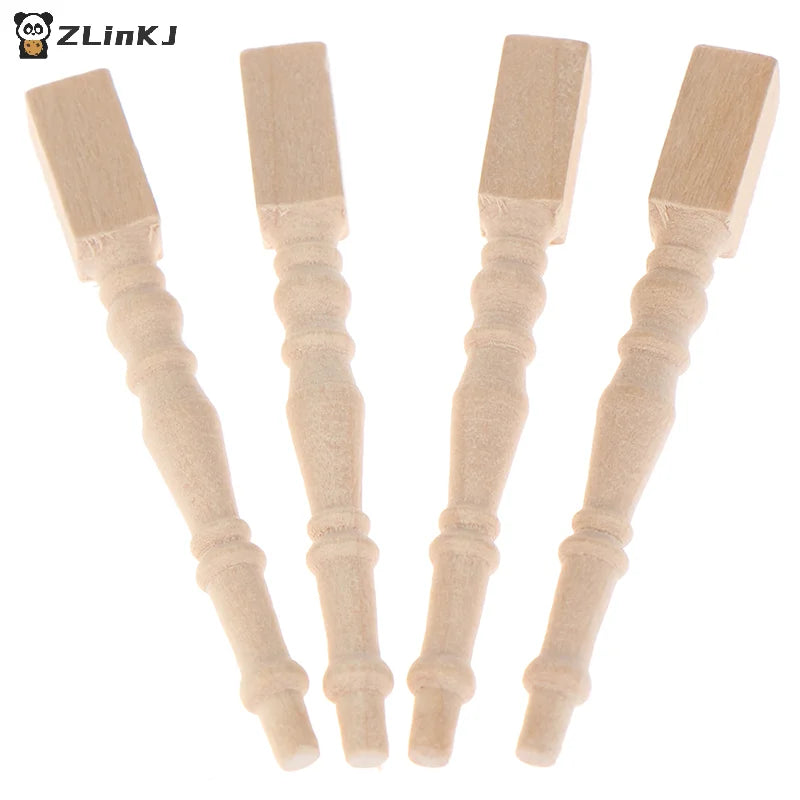 ▶4pcs/lot 1:12 Wood Dollhouse Table Leg Miniature Furniture Diy Dollhouse Accessories Simulation Table Feet Model Dollhouse Toy Zpaxo