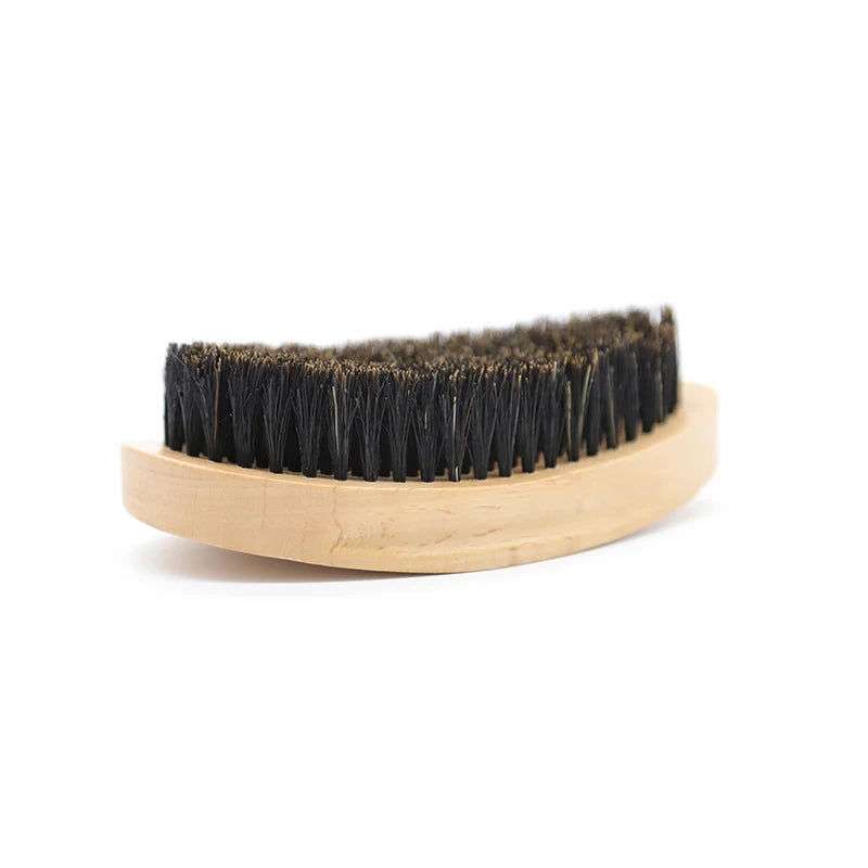 Cepillo Barba Wave Brush For Men Comb Beard Brush Boar Bristle Crown Curved 360 Wave Wood Beard Comb Men Shaving Tools Zpaxo natural color
