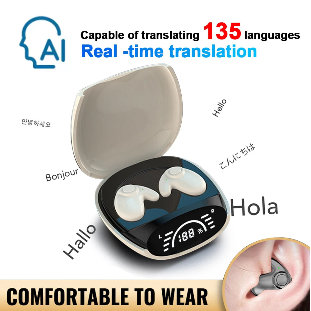Bluetooth 5 4 AI Translation Earphones Real Time Support 144 Language Zpaxo BT5.3 Khaki with AI