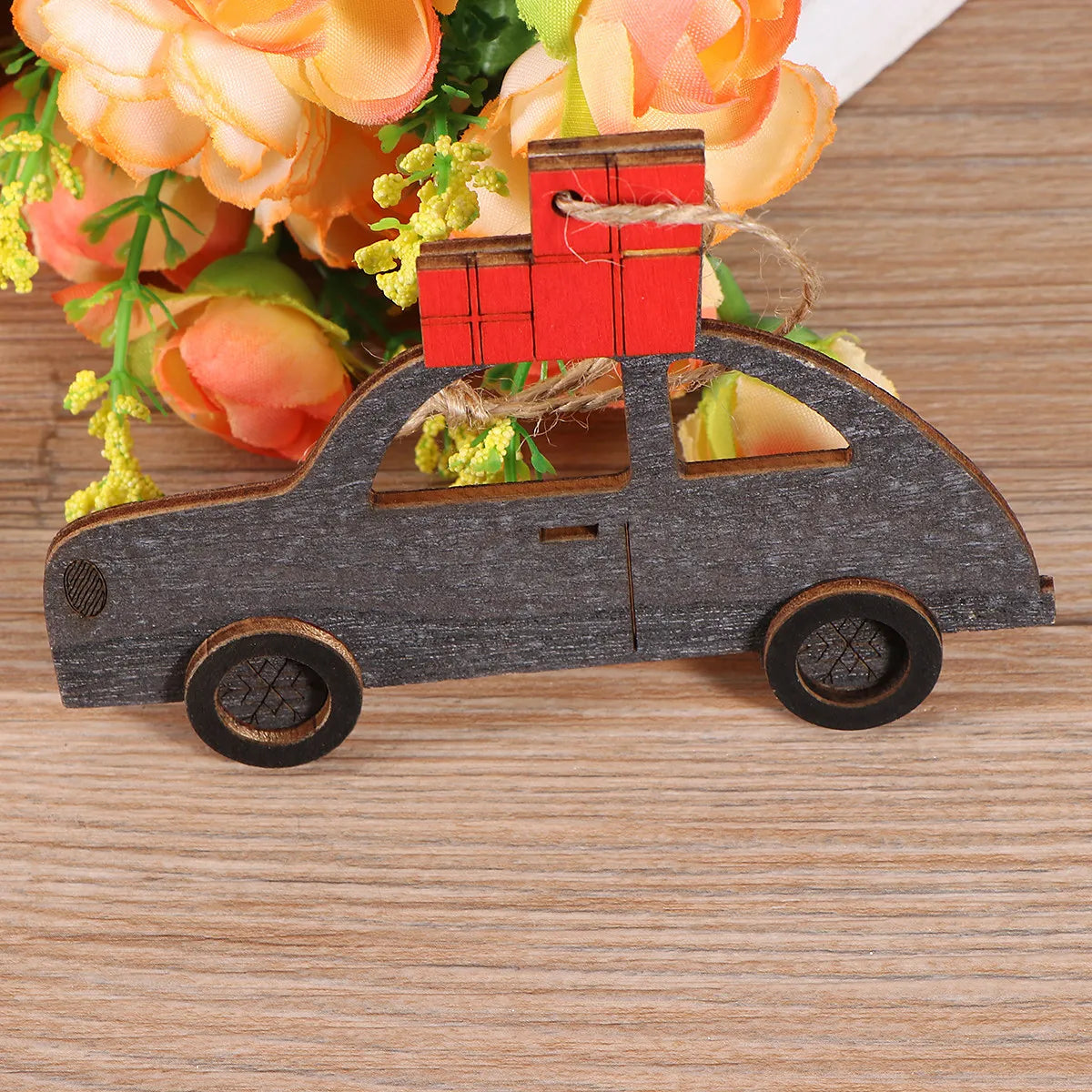 Adorable Wooden Car Pendant Christmas Hanging Decor Festive Indoor