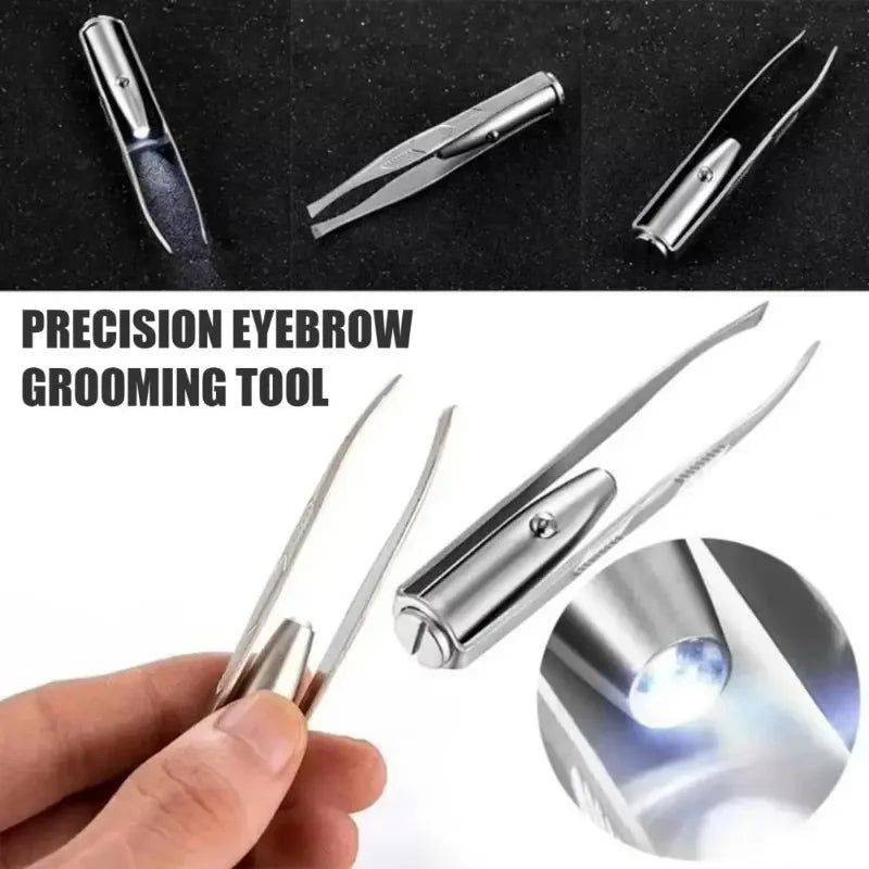 LED Lighted Eyebrow Tweezers – Stainless Steel Brow Clip Lighted Eyebrow Tweezers Zpaxo
