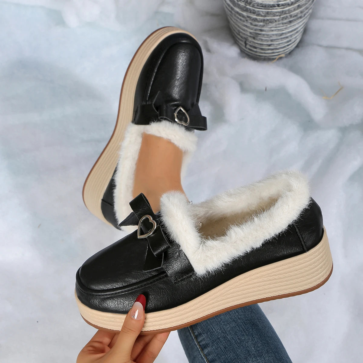 Women Snow Boots 2025 New Warm Large Size Ankle Boots Comfortable Casual Round Toe Boots Low-Top Flat Bottom Cotton Shoes Women Zpaxo black 43