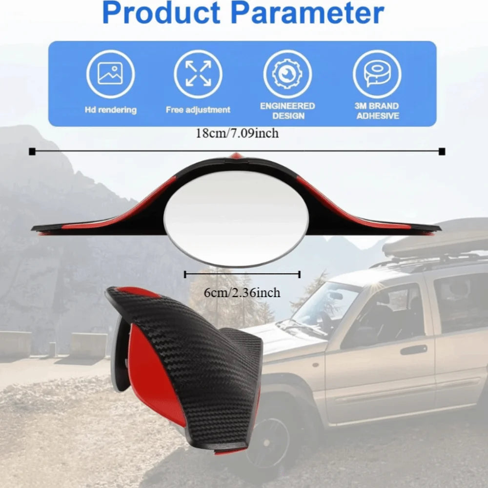 360 Degree Adjustable Car Mirror Wide Angle Frameless Convex Side Zpaxo