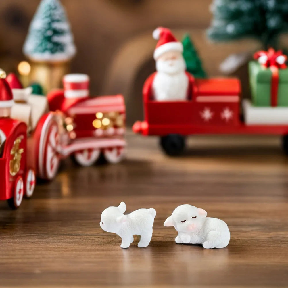 Tiny Resin Lamb Figurines Creative Home Office Decor Small Space