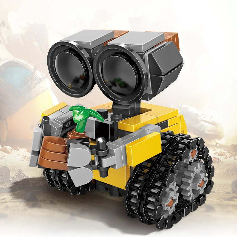Funny Space Mini Robot MOC Building Bricks Toys Tracked Bot Model