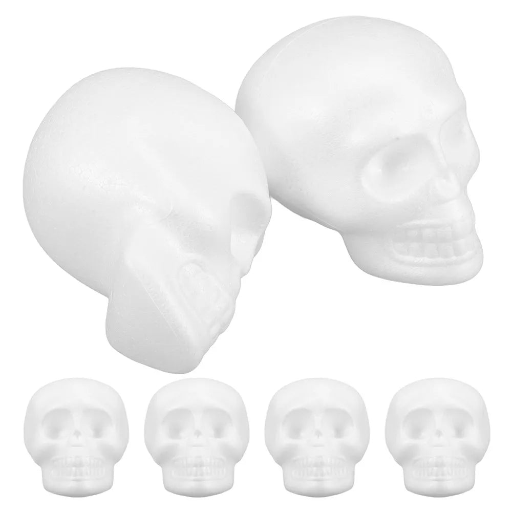 Foam Skull Heads White DIY Halloween Shapes Crafting Hanging Party