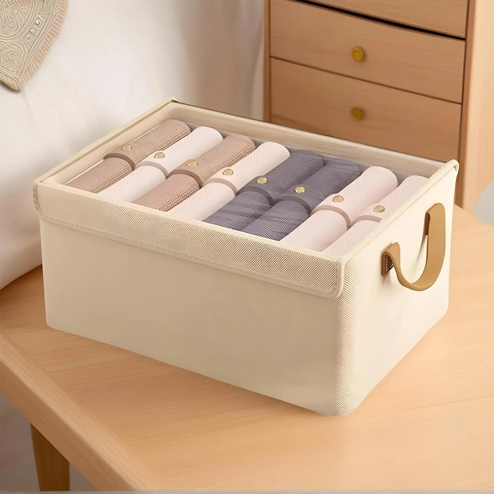 Under Bed Storage Clear Lid Fabric Underbed Bag Clothes Bins Handles