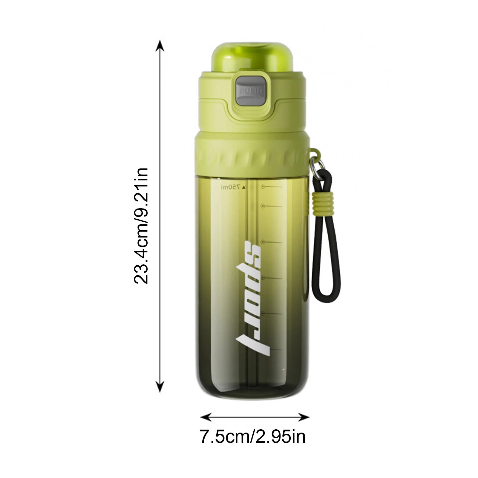 750ML Double Drinking Sports Bottle with Straw Dual-Drinking Spray Bottle for Mountaineering Gym Cycling Sports Activities Zpaxo